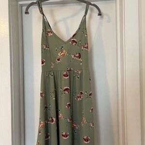 Floral Green and Pink Mini Dress